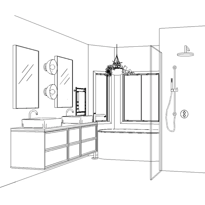 Bathroom sketch drawn by Joy Moussa